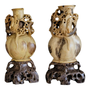 Carved Soapstone Table Top Dragon Sculptures