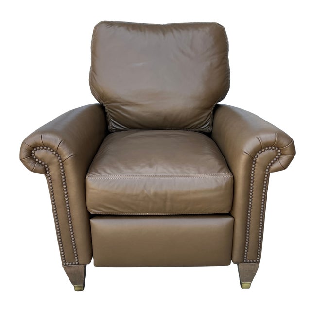 Lee Industries Lee Industries Traditional Leather Recliner For Sale - Image 4 of 9