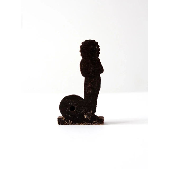 This vintage Syroco-style Indian figure features a cast composite wood design with a built-in decorative thermometer. The...