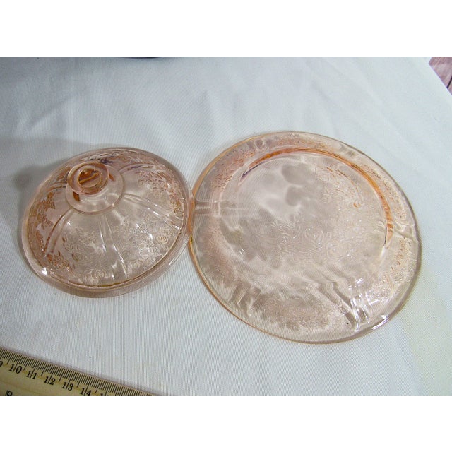Pink Vintage Pink Depression Glass Federal Glass 6" Covered Butter Dish Rose Pattern For Sale - Image 8 of 9