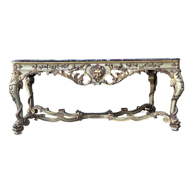 Vintage 19th Century Rococo Parcel Gilt Wood Console Table For Sale