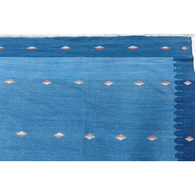 Doris Leslie Blau Vintage Indian Dhurrie Light Blue Flatweave Cotton Rug For Sale - Image 9 of 10