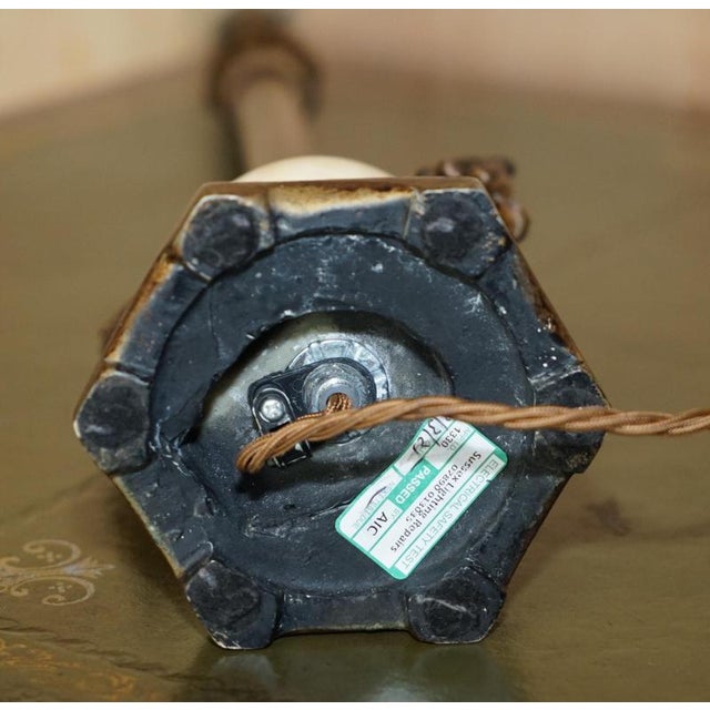 Hand Carved Pillared Table Lamp with Marble Sphere in the Base Bronzed Fittings, 1960s For Sale - Image 12 of 13