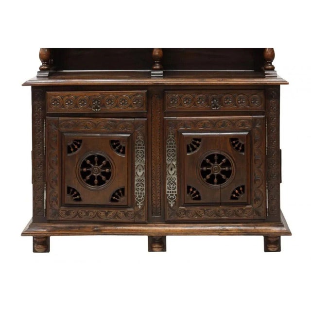 1800's Antique, Breton Display, Spindle, Carved, Foliate Sideboard!! For Sale - Image 4 of 9