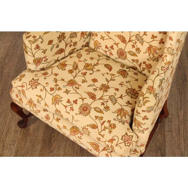 Queen Anne Style Vintage Pair of Mahogany Wing Chairs | Chairish