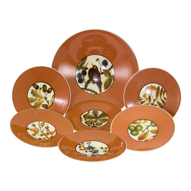 1950’s Vintage Royal Copenhagen Fruit Orange Decoration Plates- Set of 7 For Sale