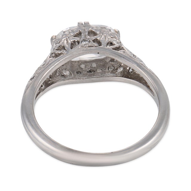 1930s Art Deco Gia 1.10 Carat Diamond Platinum Engagement Ring, Size 4.5 For Sale In Los Angeles - Image 6 of 6