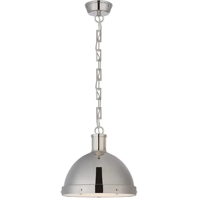 Hicks Large Pendant in Polished Nickel with Acrylic Diffuser Designer: Thomas O'Brien Canopy: 4.5" Round Mounting: Chain...