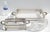 Set of two 1950s Vintage Pyrex baking dishes with silver-plated footed Holders or Stands combine oven-safe functionality...