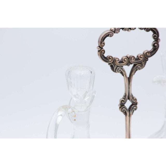 Embossed Silver and Glass Cruet Set, Set of 3 For Sale - Image 6 of 8