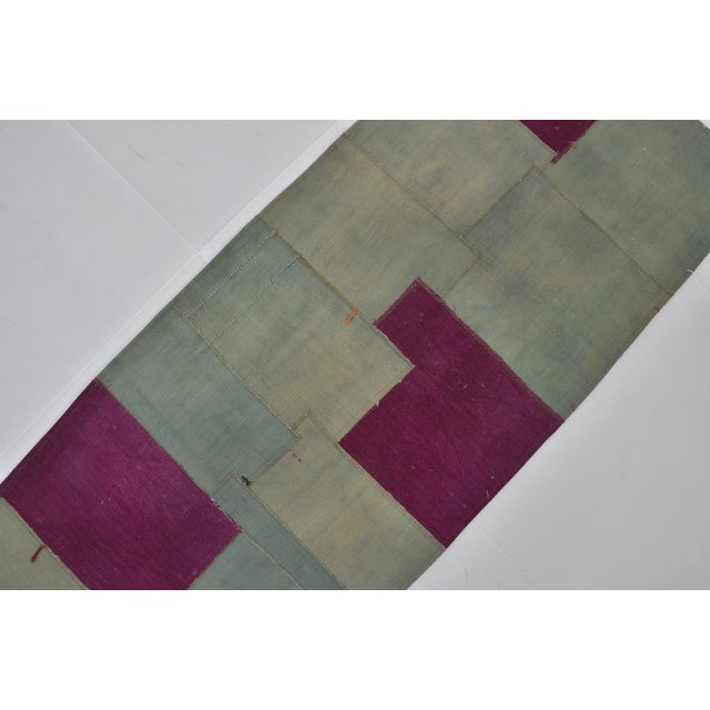 Vintage Khaki Colour Vintage Kilim Runner For Sale In Phoenix - Image 6 of 10
