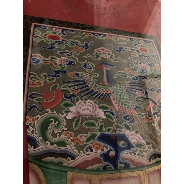 Plastic Early 20th Century Chinoiserie Emperor and Empress Framed Painted Scrolls - Set of 2 For Sale - Image 7 of 10