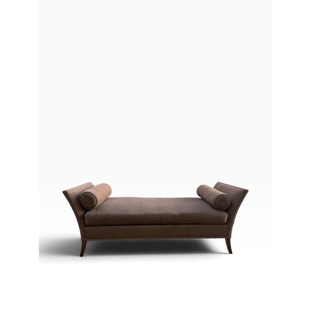 Wood Bright Chair Company Upholstered Herringbone Chaise Daybed With Bolsters For Sale - Image 7 of 15