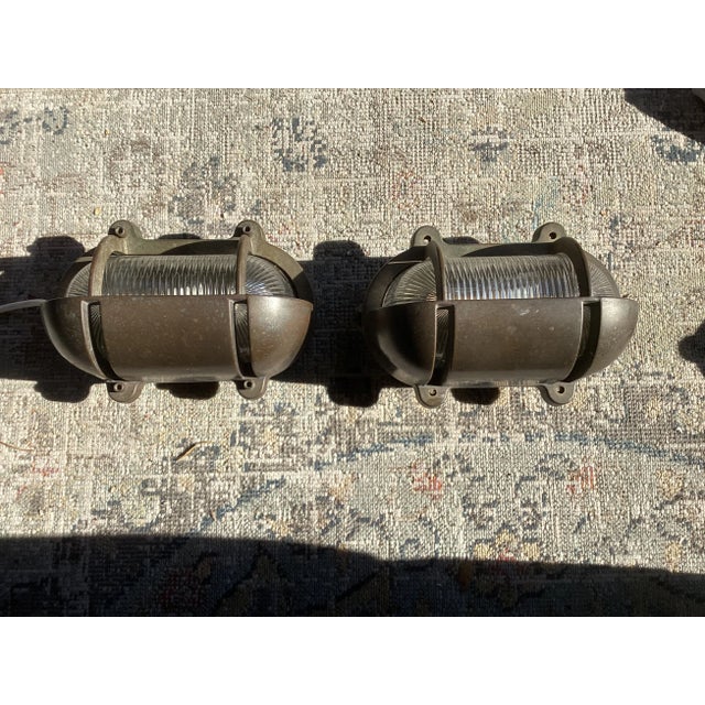 Industrial Brass Wall Lights, Set of 2 For Sale - Image 4 of 7