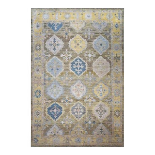 21st Century Turkish Oushak Wool 11x17 Taupe, Yellow & Blue Handmade Area Rug #1144079 For Sale