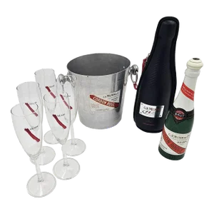 1960s Mumm Champagne France Chiller Glassware Grinder Formula One Case Set- 8 Pieces