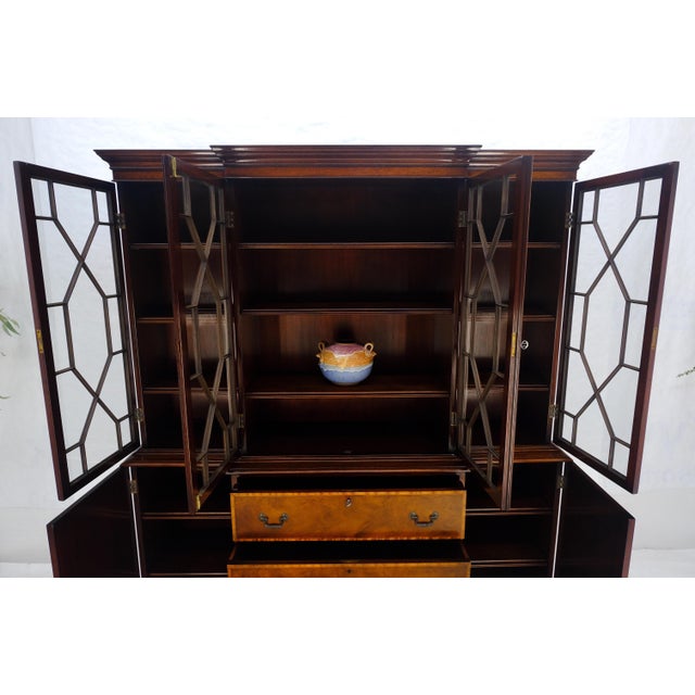 Beacon Hill Individual Panes Bubble Glass Doors Mahogany Butler Desk Breakfront For Sale - Image 14 of 18