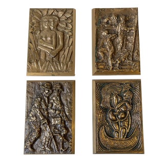 Bronze Wall Plaques by Anders Nyborg, 1970s, Set of 4 For Sale