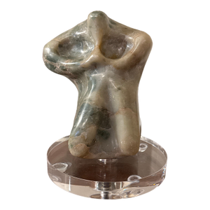 Vintage Green Onyx and Lucite Abstract Sculpture