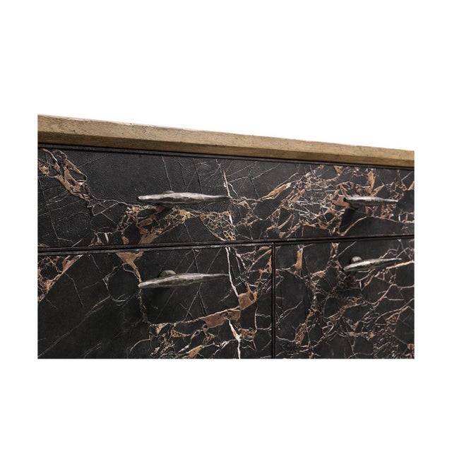 Modern Black Marble and Wood Sideboard For Sale - Image 4 of 15
