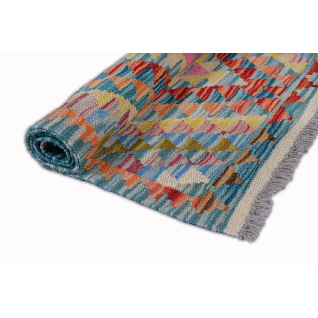 Textile Modern Moroccan Style Hand Woven Colorful Kilim 2'5"x4'4" For Sale - Image 7 of 8