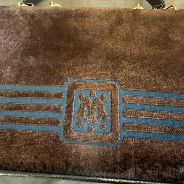 1980s Modern Brown Velvet and Leather Italian Hand-Bag by Morando For Sale - Image 14 of 17