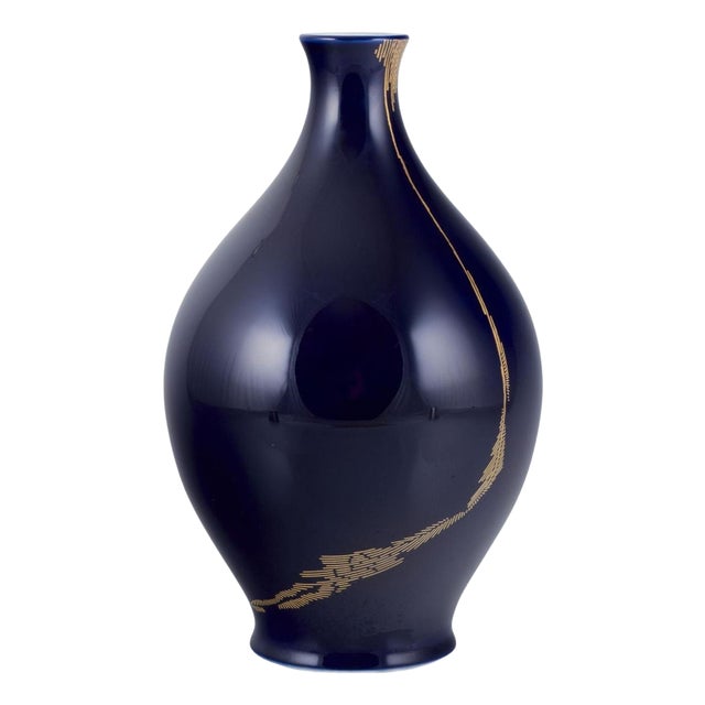 Large Porcelain Vase with Sèvres Blue Glaze by James Guitet for Sèvres, 1970 For Sale