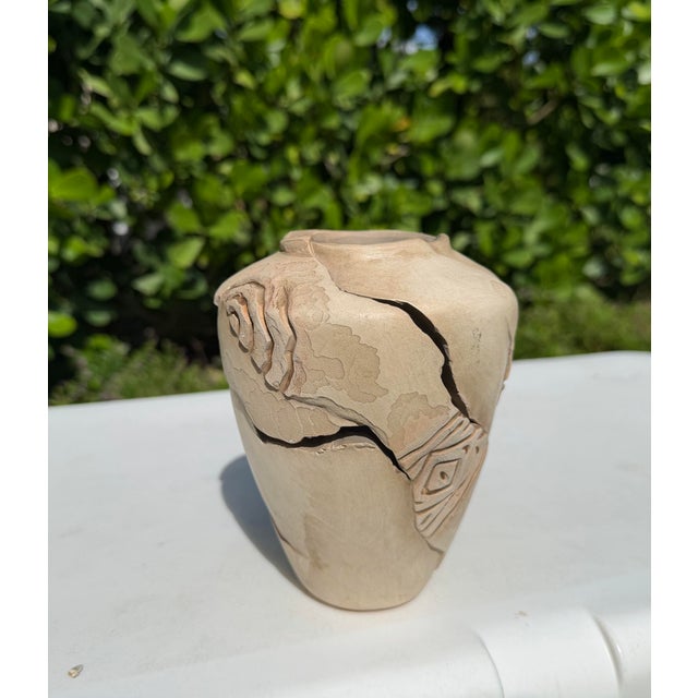 Vintage Signed Sculptural Studio Pottery Vase With Kokopelli Motif, 6” For Sale - Image 4 of 10