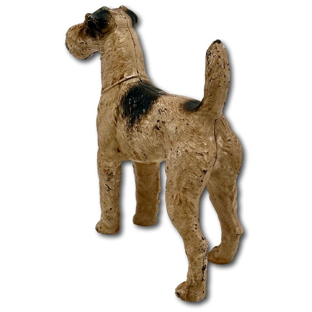 Very Rare Oversize 1930s Hubley #387 Standing Full Figure Fox Terrier Cast Iron Dog Doorstop - 10 Inches Tall X 12 Inches Long For Sale - Image 14 of 18
