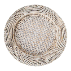 Artifacts Rattan 13" Open Weave Charger, White Wash