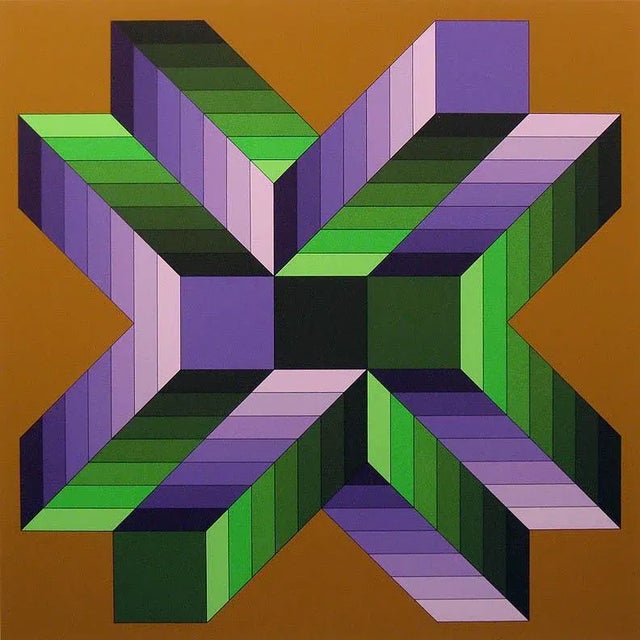 Victor Vasarely "Mata Fem" Unframed Op-Art Signed Numbered Serigraph Art Print For Sale