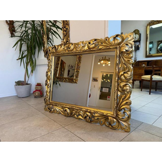Florentine Mirror with Acanthus Leaf Carving Wood For Sale - Image 16 of 18