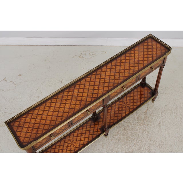 Theodore Alexander Burl Lattice Parquetry Console Table For Sale - Image 9 of 15