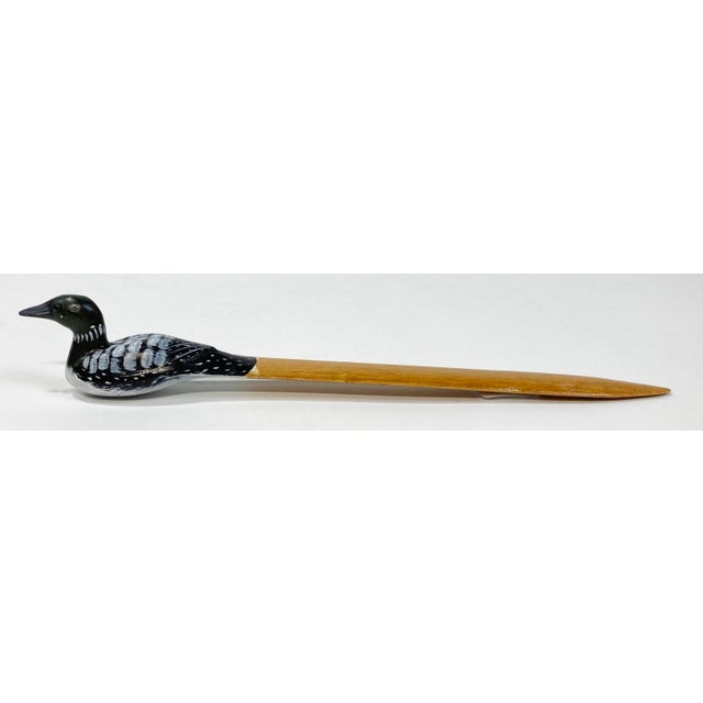 Figurative Vintage Hand-Painted Duck Motif Wood Letter Opener For Sale - Image 3 of 7