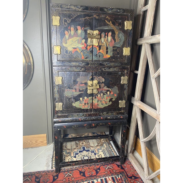 Rare Set of Three Antique Qing Dynasty Lacquered Chinese Stacking Cabinets on Stand. For Sale - Image 13 of 13