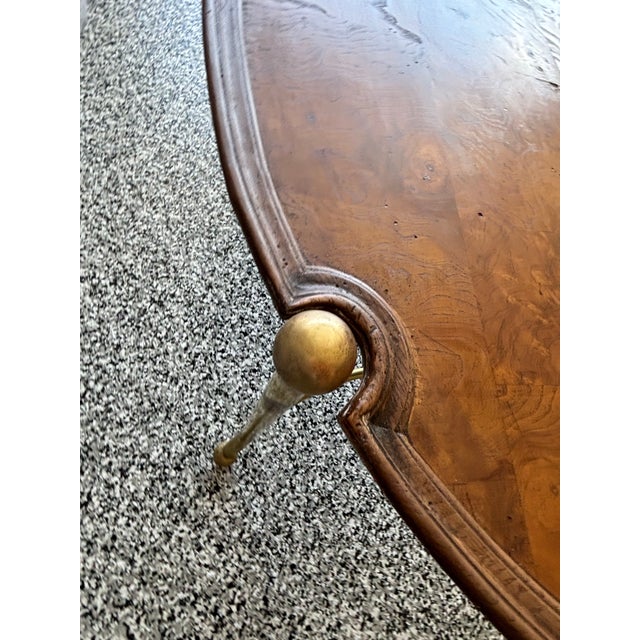 Late 20th Century Mid-Century Brass & Patch Burl Wood Top Oval Table For Sale - Image 9 of 12