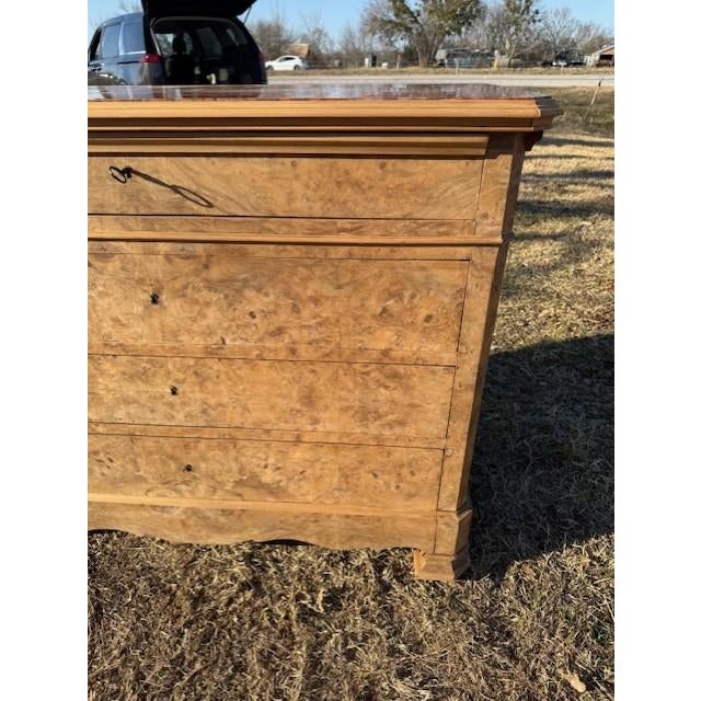 19th Century Louis Philippe Burlwood Bleached Marble Top Chest of Drawer / Commodes For Sale - Image 6 of 18