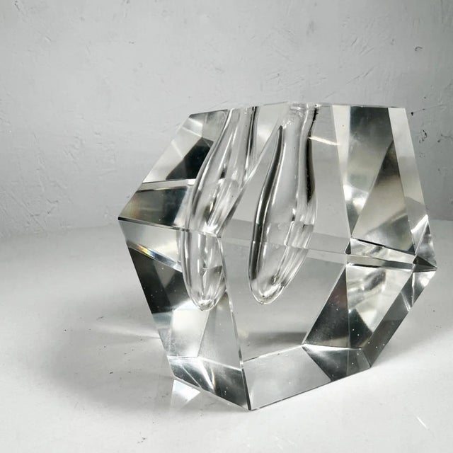 Iittala Faceted Crystal Orchid Bud Vase Art Glass Paperweight Iittala Timo Sarpaneva For Sale - Image 4 of 9