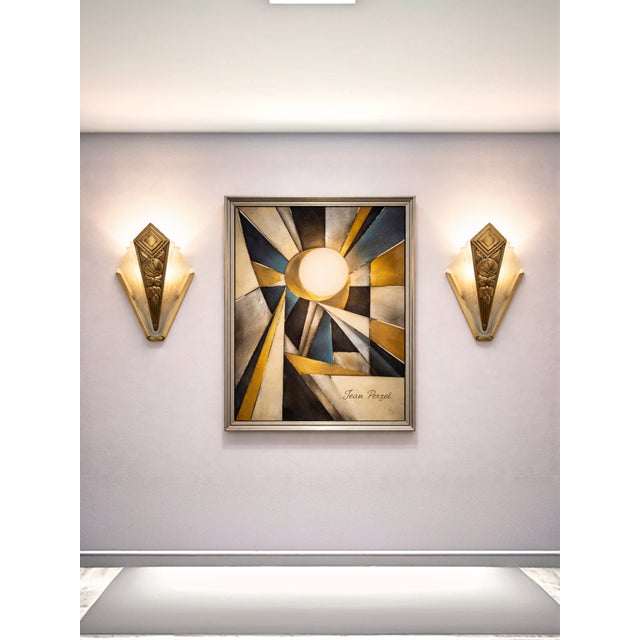 Goldenrod Art Deco Wall Lights, 1920s, Set of 2 For Sale - Image 8 of 10