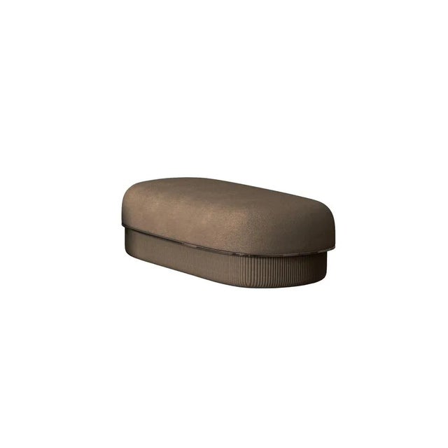 Not Yet Made - Made To Order Modern Gentle Big Pouf in Brown Fabric and Bronze Metal by Javier Gomez For Sale - Image 5 of 5