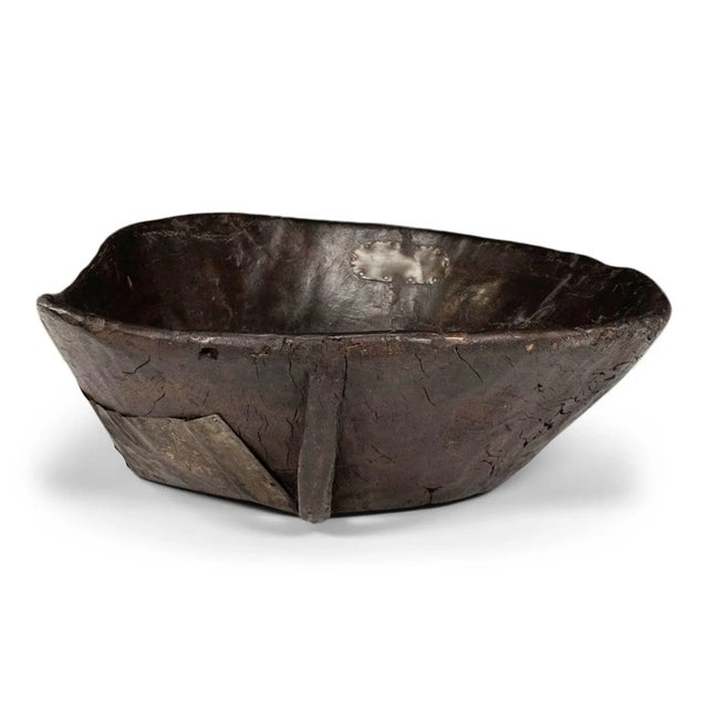 Rustic Large Primitive Bowl Hand-Carved From Hardwood For Sale - Image 3 of 12