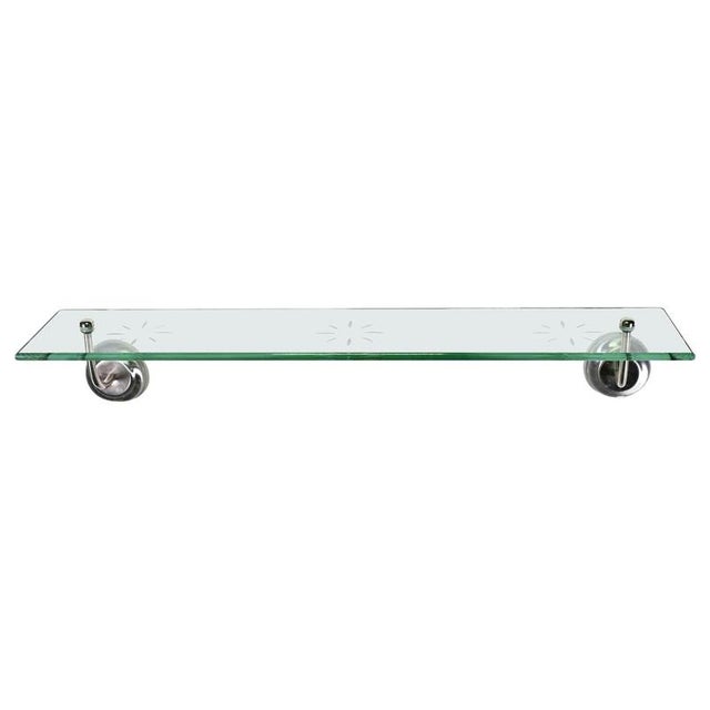 1970s Vintage Glass Shelf in Chromed Metal and Cut Glass, Italy, 1970s For Sale - Image 5 of 5