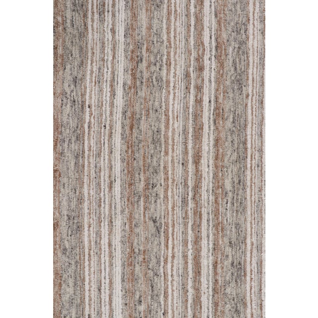 Contemporary Rug & Kilim’s Modern Rug With Beige/Brown, White and Gray Stripes For Sale - Image 3 of 6