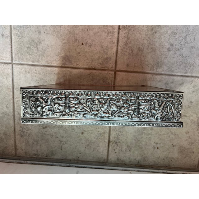 1960s Vintage Metal Storage Container Box With Cherubs For Sale - Image 4 of 6