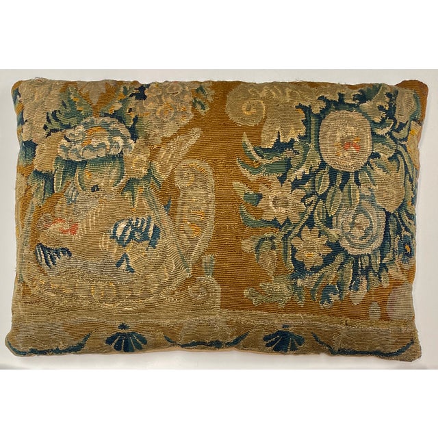 So beautiful. The pillow fronts are made from authentic rare fragments of 18th-century tapestry depicting flowers,...