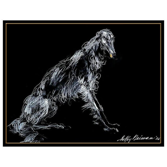 Message us to inquire about custom framing options! (Included for free with every purchase) The artwork here, "Borzoi", is...