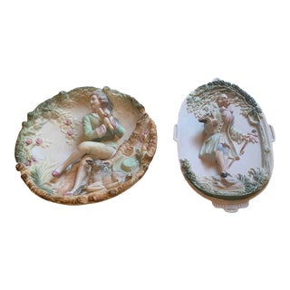 Mid 20th Century Victorian China Wall Figures - a Pair For Sale