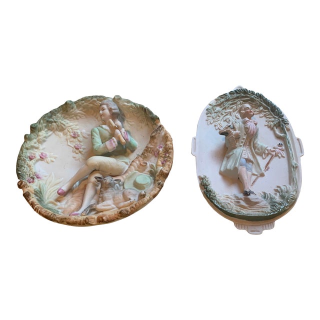 Mid 20th Century Victorian China Wall Figures - a Pair For Sale