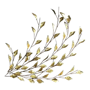 Mid-Century Jere Style Brass and Copper Leaves Branch Large Wall Sculpture 31 X 36