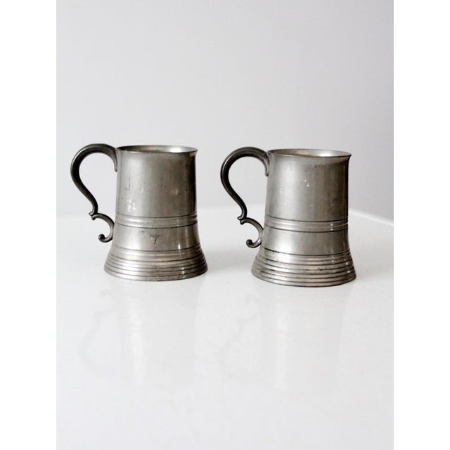 Antique Glass Bottom Pewter Tankards Pair For Sale - Image 11 of 13